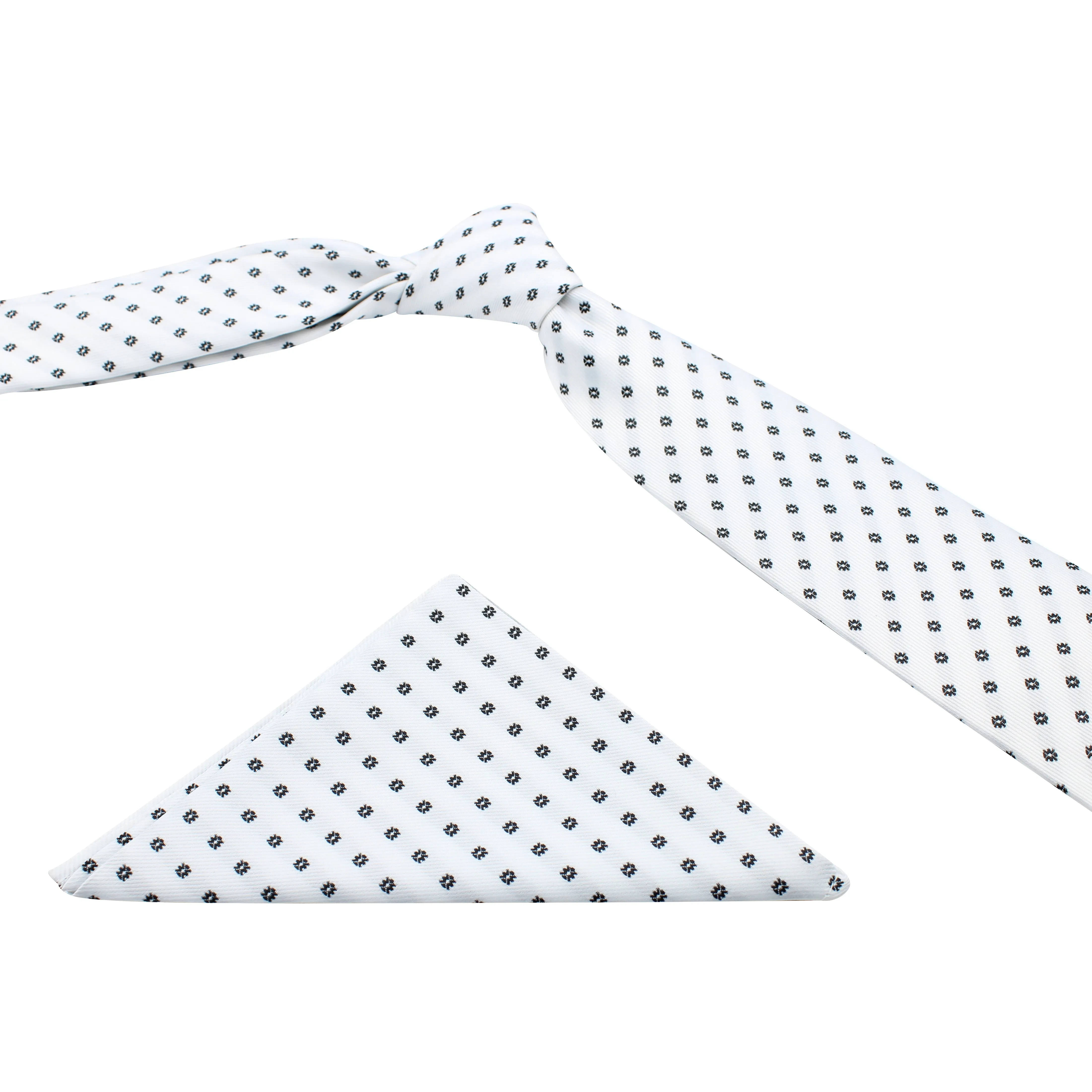 Kovove The Abstract Polka Fusion White Necktie and Pocket Square Gift Box