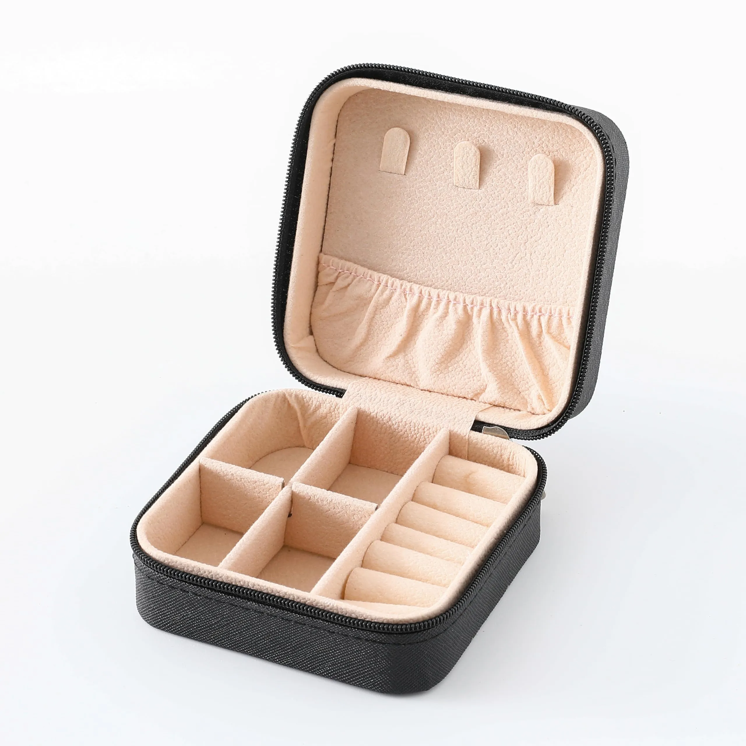 Kuber Industries Pack of 1 Mini Jewelry Box | Travel Jewellery Organizer Storage Box | Portable Case for Rings Earrings | Portable Jewelry Organizer | Proposal Gifts for Women Girl |YXX-023BK | Black