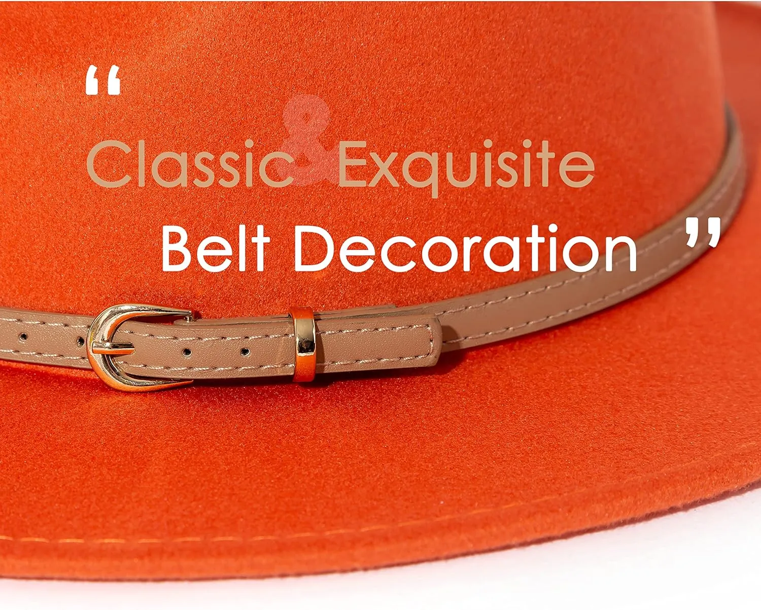 Lisianthus Women Classic Felt Fedora Wide Brim Hat with Belt Buckle