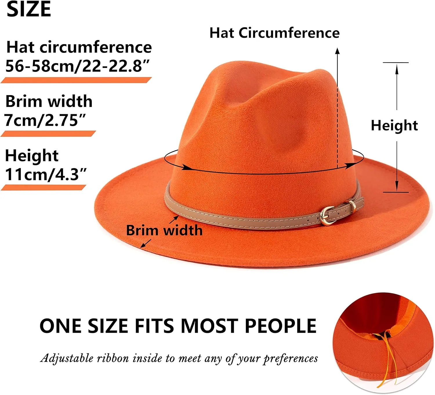 Lisianthus Women Classic Felt Fedora Wide Brim Hat with Belt Buckle