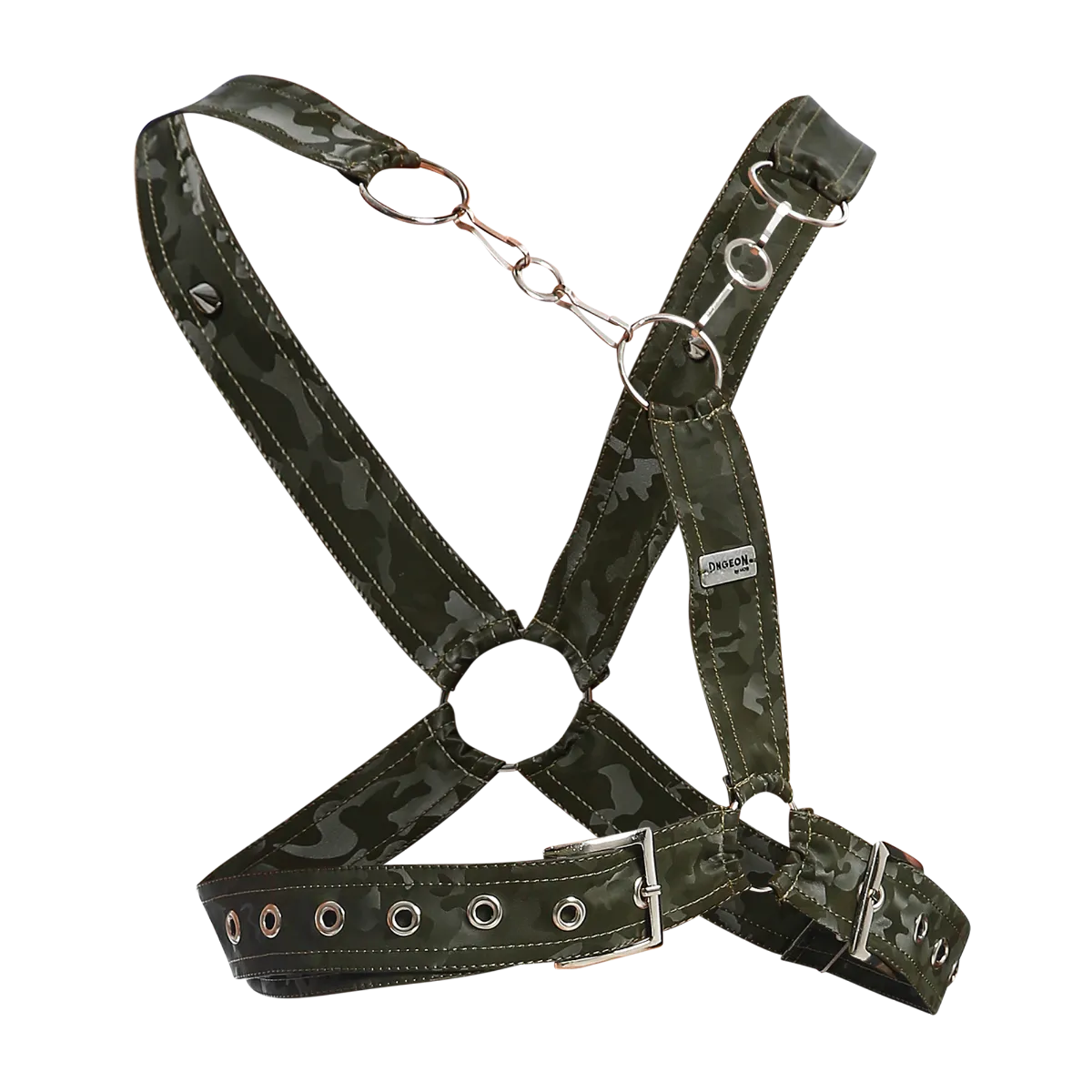Male Basics Dngeon Leather Cross Chain Harness Camo One Size