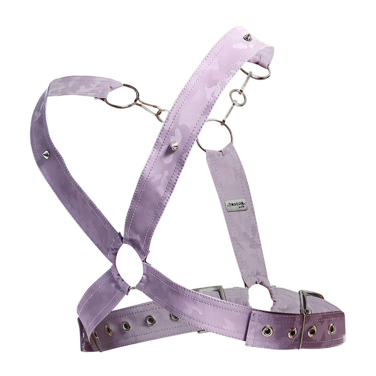 Male Basics Dngeon Leather Cross Chain Harness Lila Camo One Size