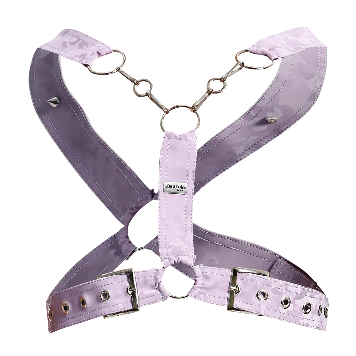 Male Basics Dngeon Leather Cross Chain Harness Lila Camo One Size