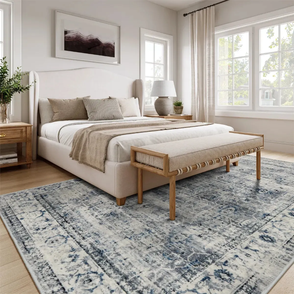 Margot Vintage Distressed Grey/Blue Area Rug