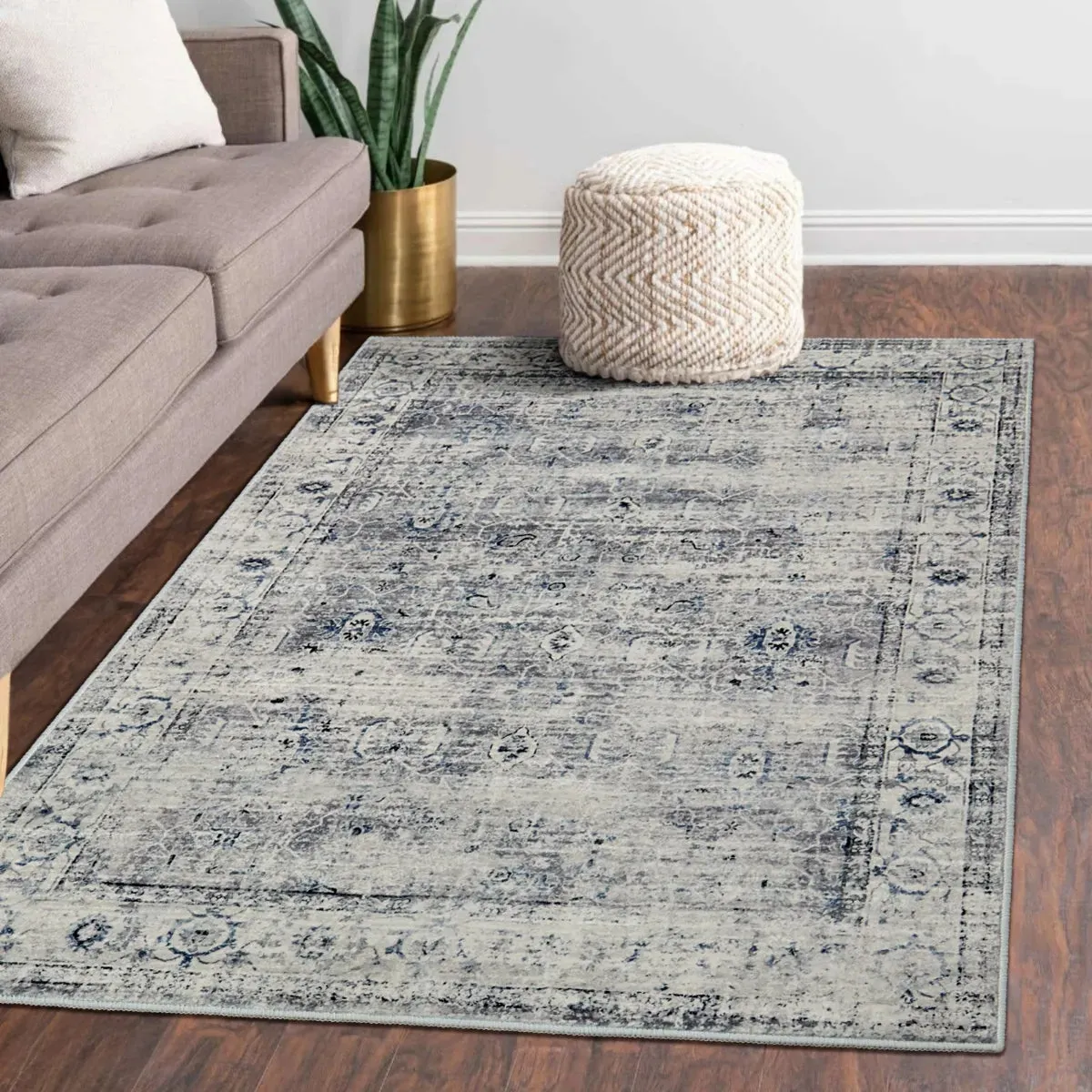 Margot Vintage Distressed Grey/Blue Area Rug