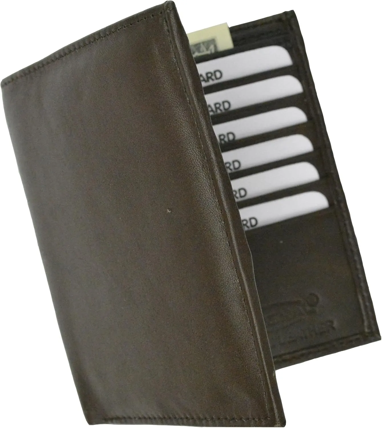 MARSHAL RFID Blocking Bifold Hipster Credit Card Wallet Premium Lambskin Leather (Brown)