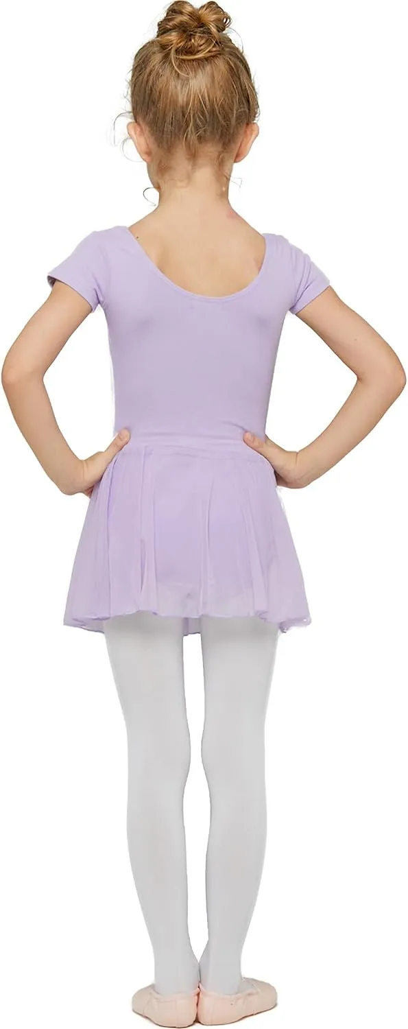 MdnMd Toddler Ballet Leotards for Girls Dance Leotards with Skirt Gymnastic Ballerina Outfit Dress Classic Short Sleeve