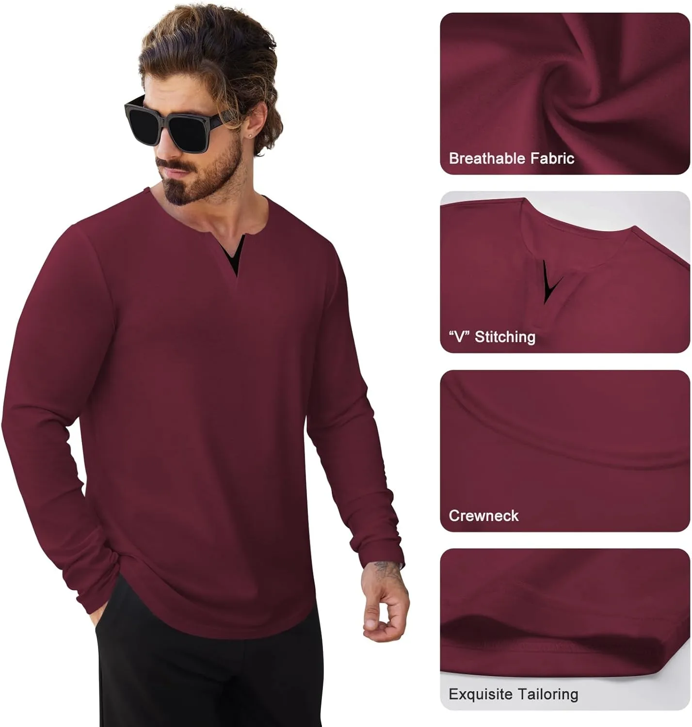 Mens 3 Pack T Shirts Casual Fashion Longline V-Neck Shirt Tee
