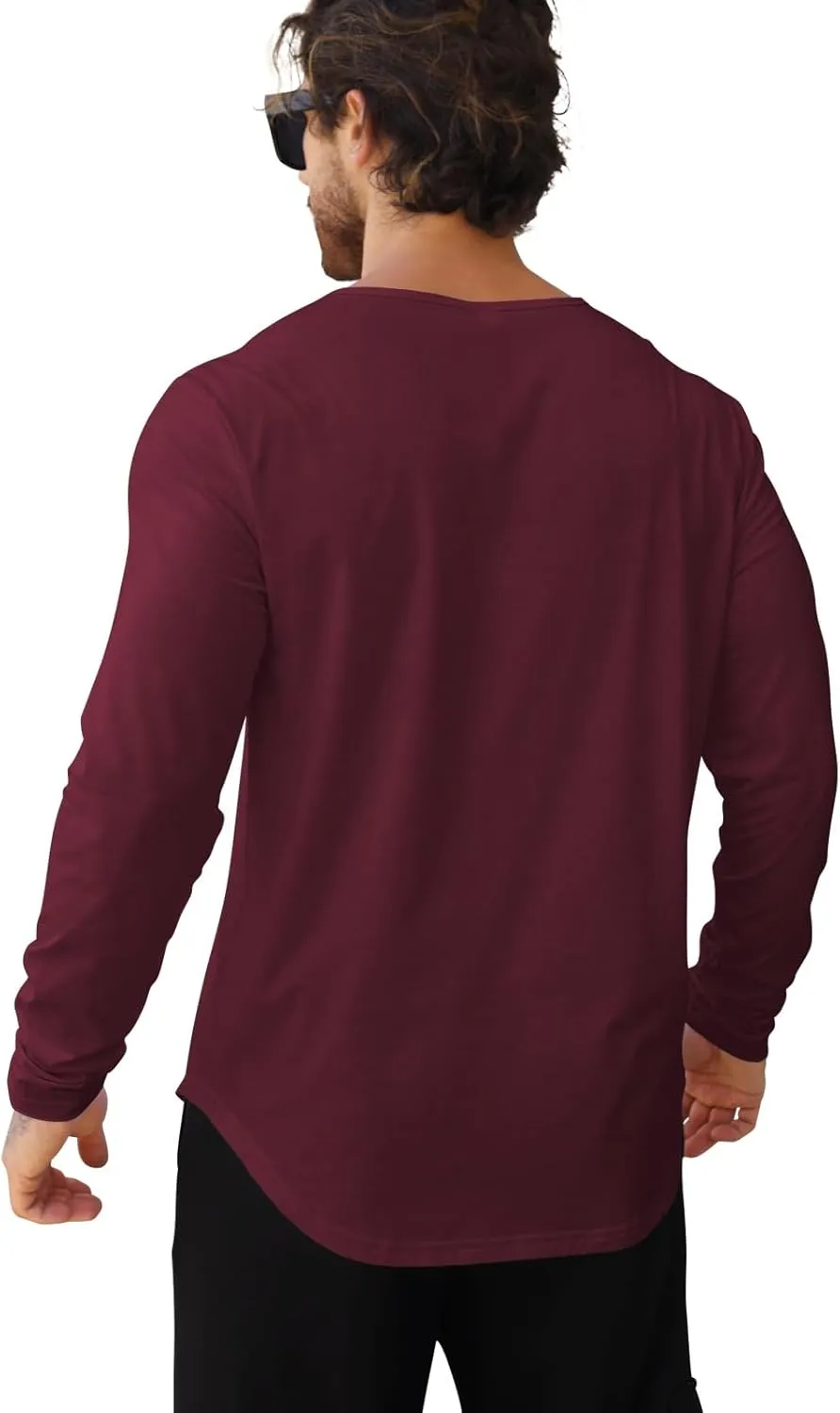 Mens 3 Pack T Shirts Casual Fashion Longline V-Neck Shirt Tee