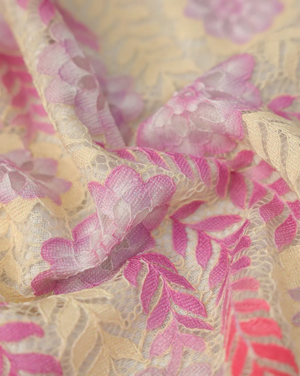 MULTICOLOR POLYESTER JACQUARD LACE FABRIC