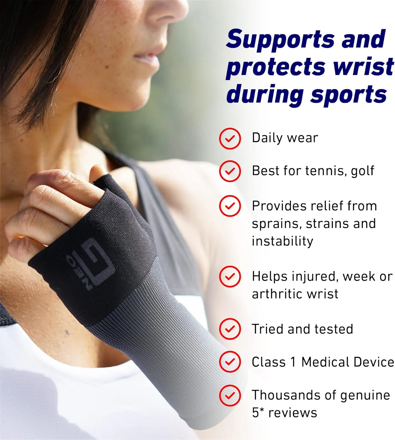 Neo-G Wrist and Thumb Support for Arthritis, Joint Pain, Tendonitis, Sprain - Wrist Brace Wrist Compression Hand Support - M - Beige