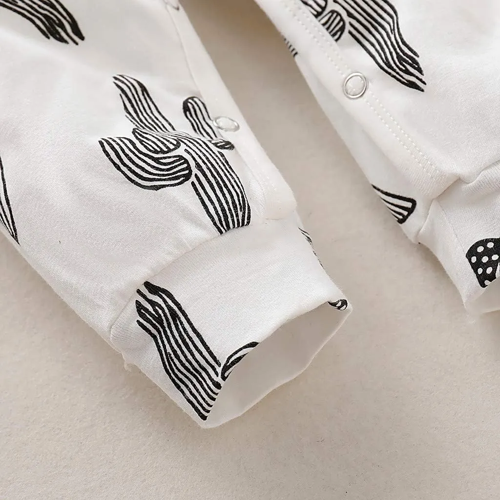 Newborn Baby Bodysuit 2-Piece Set | Cactus Print Romper & Hat Outfit | Cotton Soft Unisex Jumpsuit (0-18 Months)