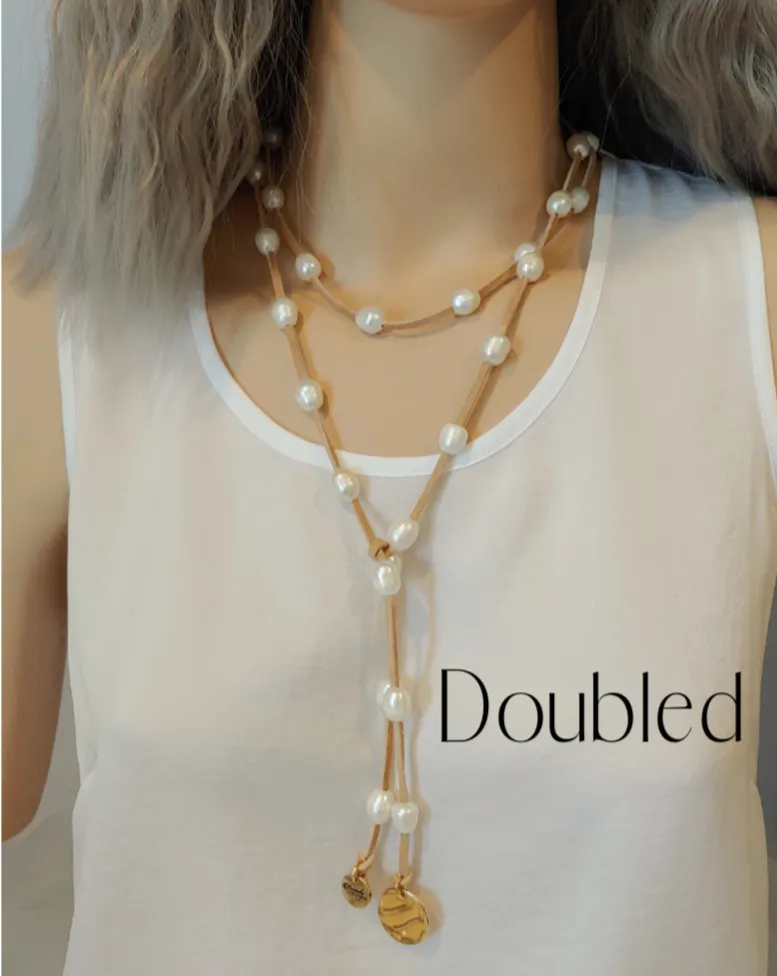 Pearl Lariat Necklace in 12 Colors
