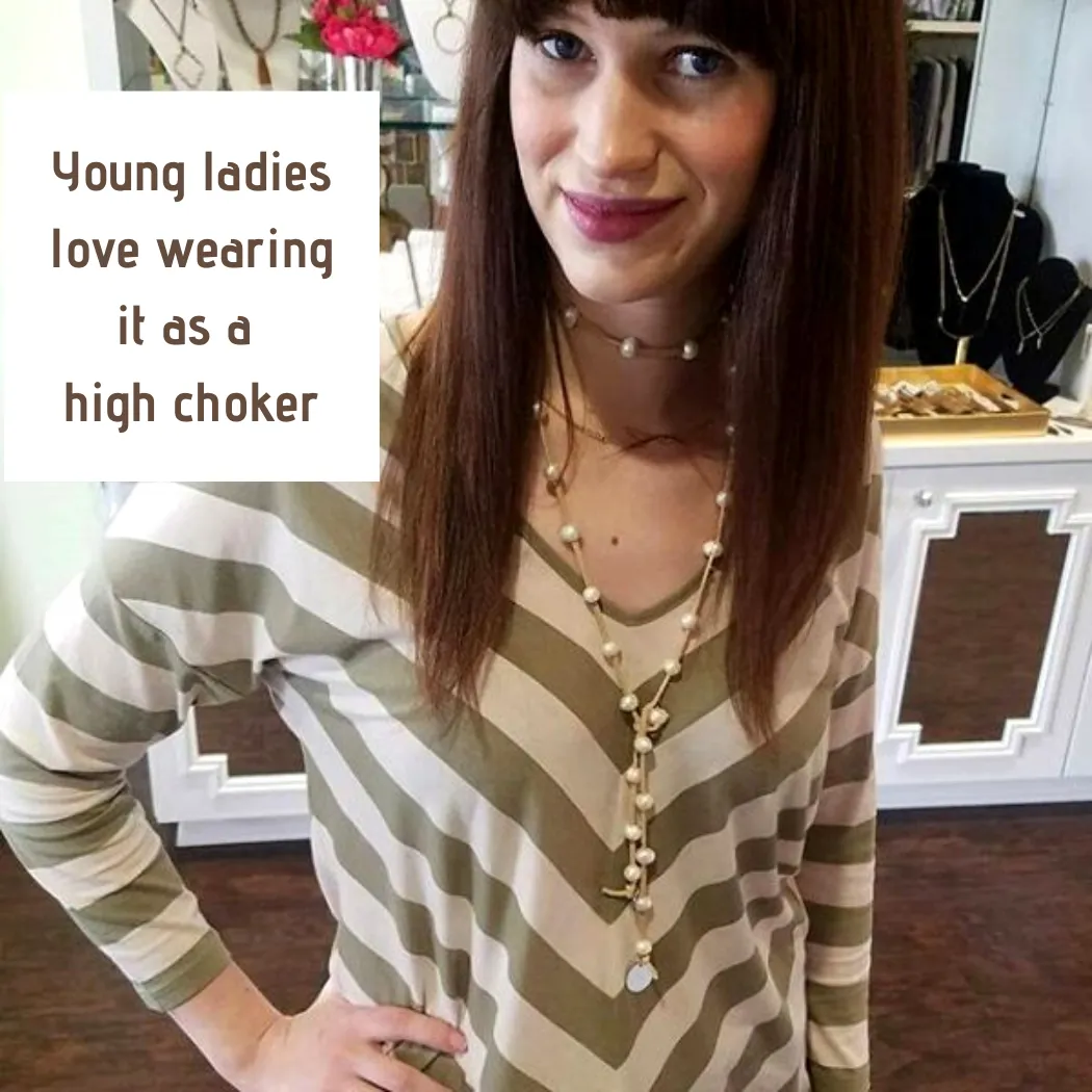 Pearl Lariat Necklace in 12 Colors