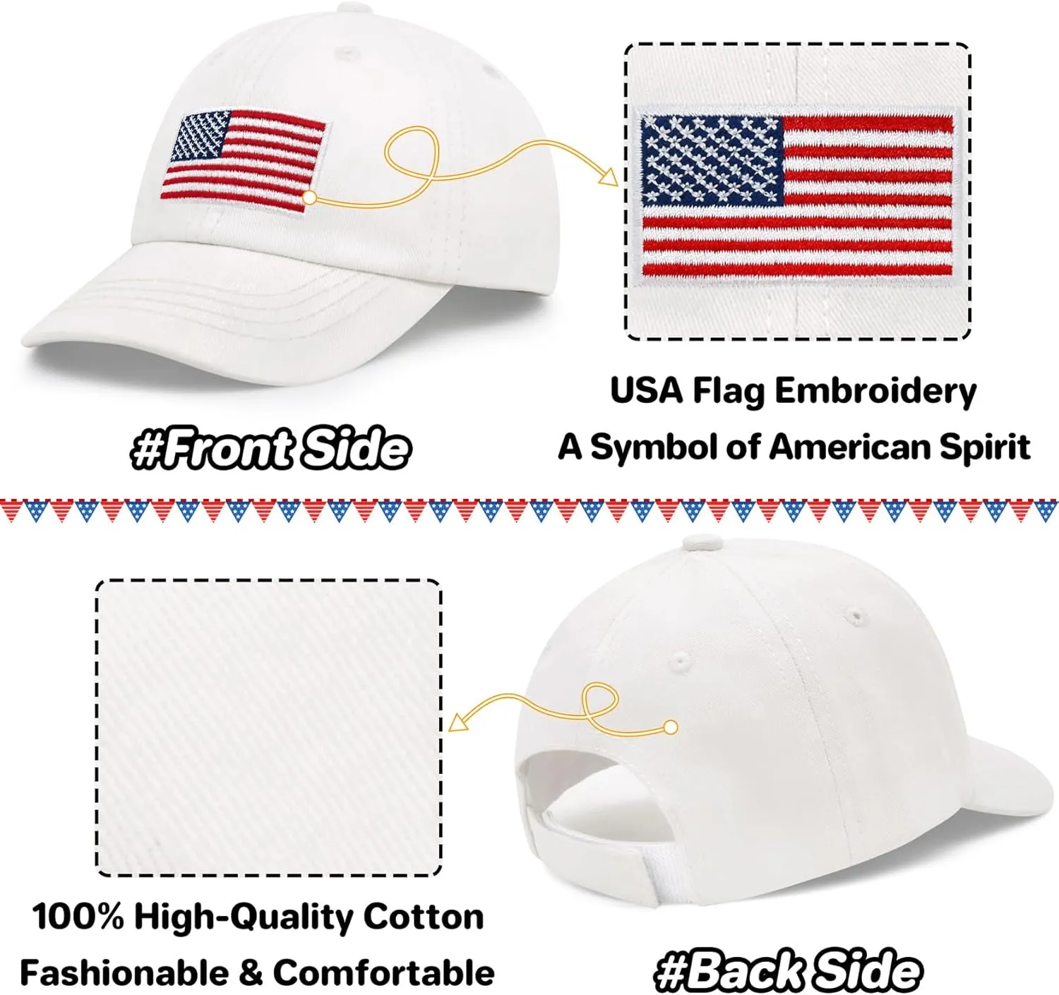 qikqik Toddler Baseball Hat Baby Baseball Cap Infant Hats Baby Ball Cap Kids 4th of July Hats Toddler American Flag Hat USA