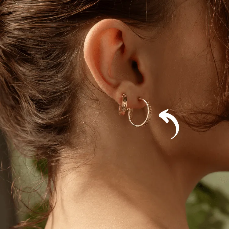 Real Gold Maze Elegant Labyrinth Hoop Round Medium Clip Earrings - Style 6321, Design E1779