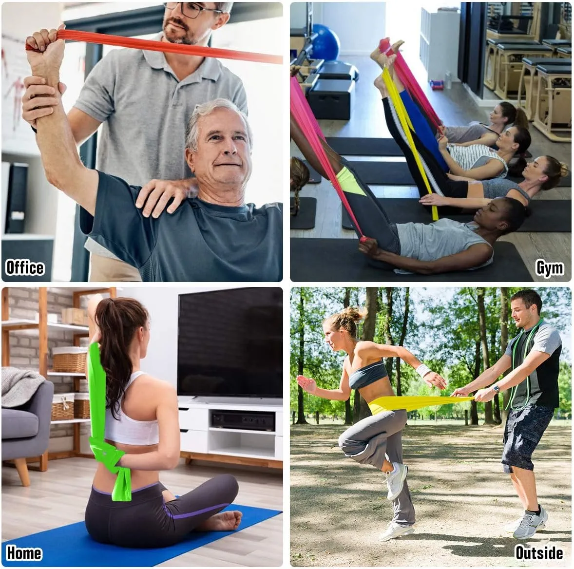 Resistance Bands 3 Pack - Elastic Exercise Bands for Physical Therapy, Recovery, Workout Strength Training - Women, Yoga, Arms, Upper Body and Shoulders