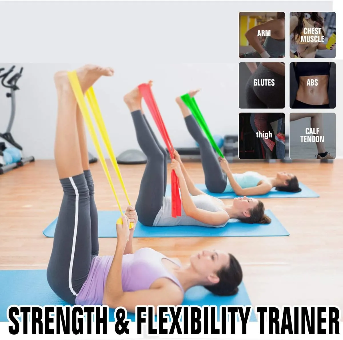 Resistance Bands 3 Pack - Elastic Exercise Bands for Physical Therapy, Recovery, Workout Strength Training - Women, Yoga, Arms, Upper Body and Shoulders