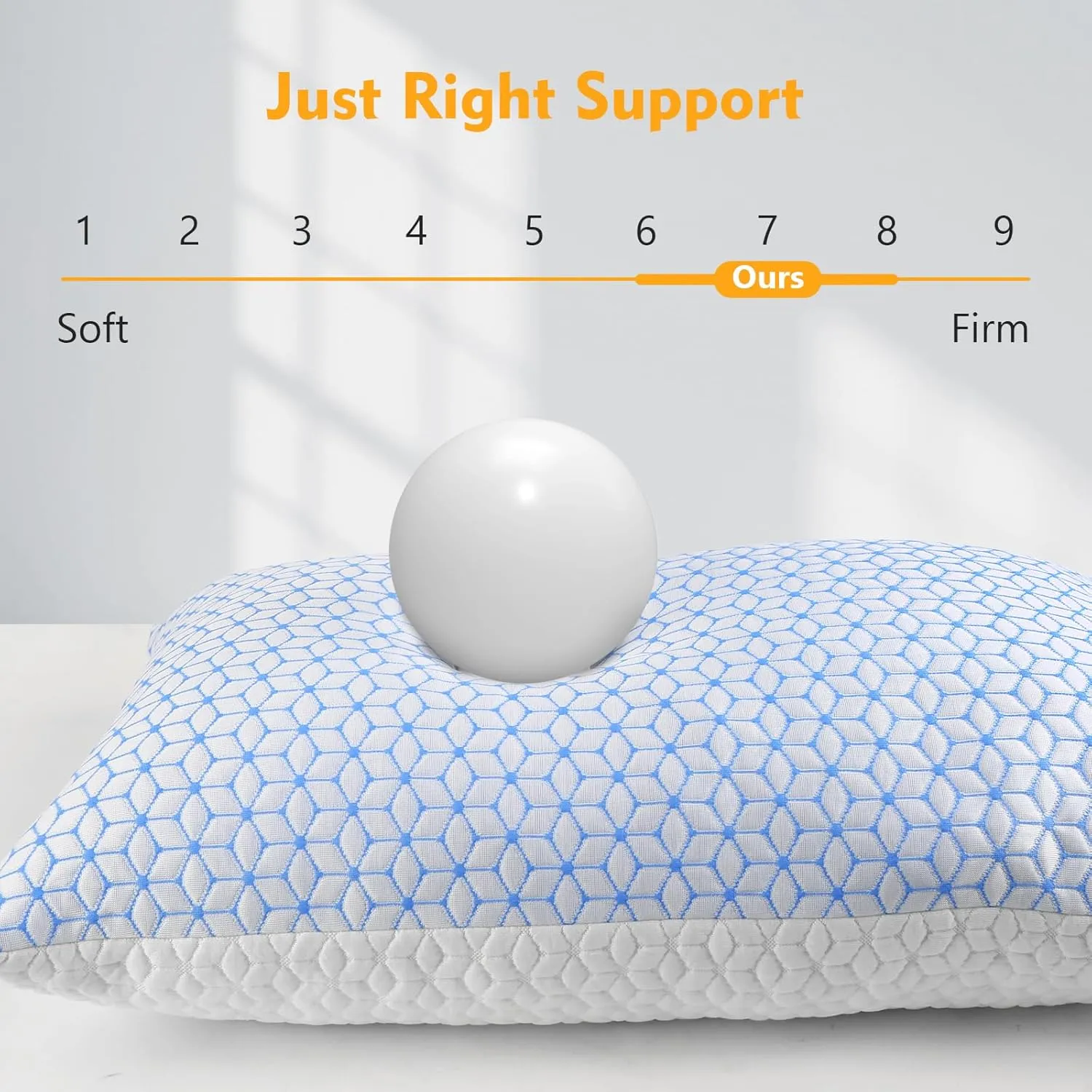 Shredded Memory Foam Pillows Queen Size Set of 2, Cooling Firm Pillows Queen Size 2 Pack for Bed, Adjustable for Side Back Stomach Sleepers