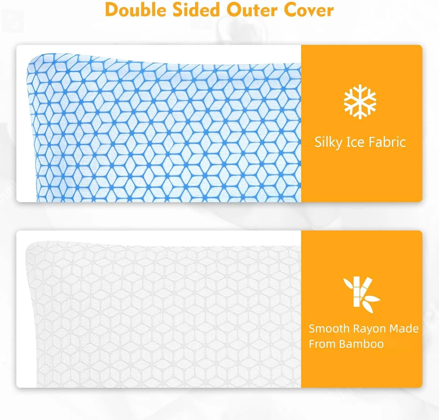 Shredded Memory Foam Pillows Queen Size Set of 2, Cooling Firm Pillows Queen Size 2 Pack for Bed, Adjustable for Side Back Stomach Sleepers