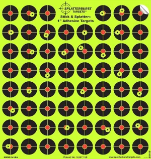 Splatterburst Targets - 10 Pack 1 inch Stick & Splatter Self Adhesive Shooting Targets - Gun - Rifle - Pistol - Airsoft - BB Gun - Pellet Gun - Air Rifle - Made in USA