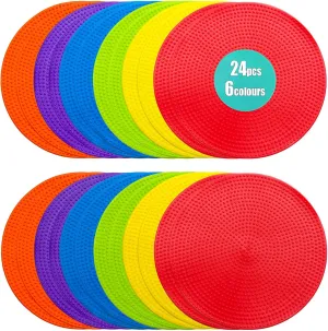 Spot Markers 4.72/9 Inch 12/24 Pcs Anti-Slip Agility Floor Markers,Colorful Flat Field Gym Classroom Floor Spots Set for Indoor Outdoor Soccer Basketball Sports Speed Training and Drills