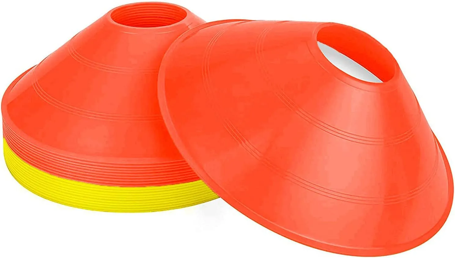 Springen Agility Training Sport Cone 20 Pack - Soccer Cones Disc Cone Sets - Low Profile Field Markers(Red Yellow)