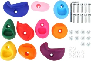 TeamSky 10PCS Rock Climbing Holds,Climbing Rocks for Play Set, Multicolored Large Rock Climbing Holds with Screw Pad and Nut for Outdoor Indoor Climbing Playground Accessori (Medium Size 10 Pack)