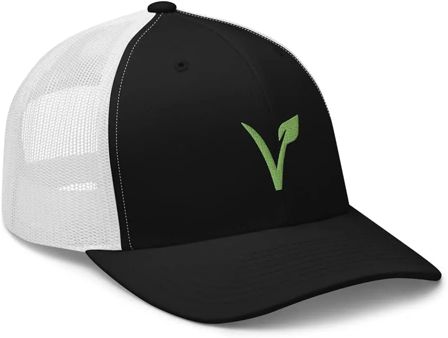 V for Vegan Veganism Embroidered Trucker Hat Cap Clothing Gift