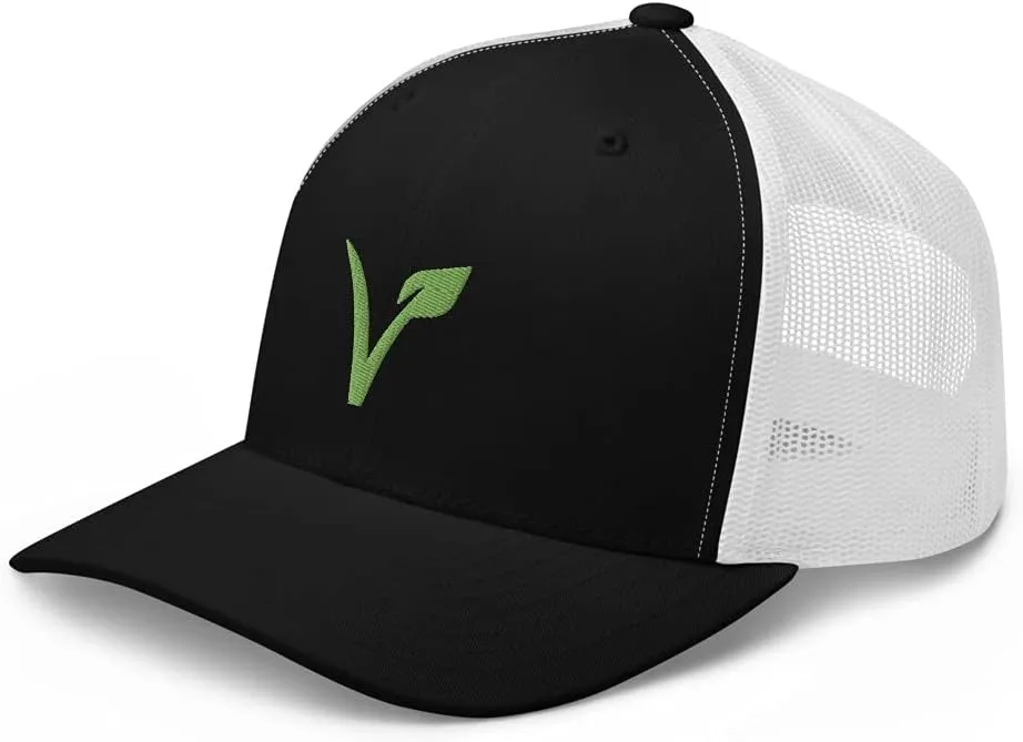 V for Vegan Veganism Embroidered Trucker Hat Cap Clothing Gift