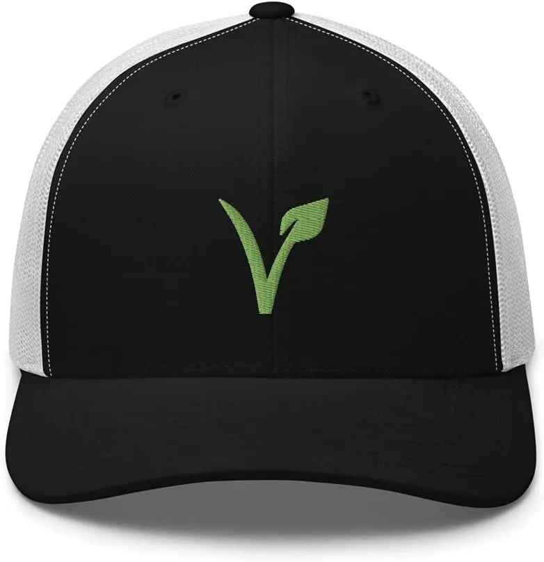 V for Vegan Veganism Embroidered Trucker Hat Cap Clothing Gift