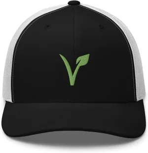 V for Vegan Veganism Embroidered Trucker Hat Cap Clothing Gift