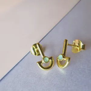 Vurchoo Studs of Hope Blue Chalcedony Gold Earrings