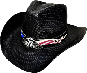 Western Cowboy Hat Features Wide Brim for Sun Protection Belt Buckle, Stylish Perfect for Outdoor Adventures & Casual Wear