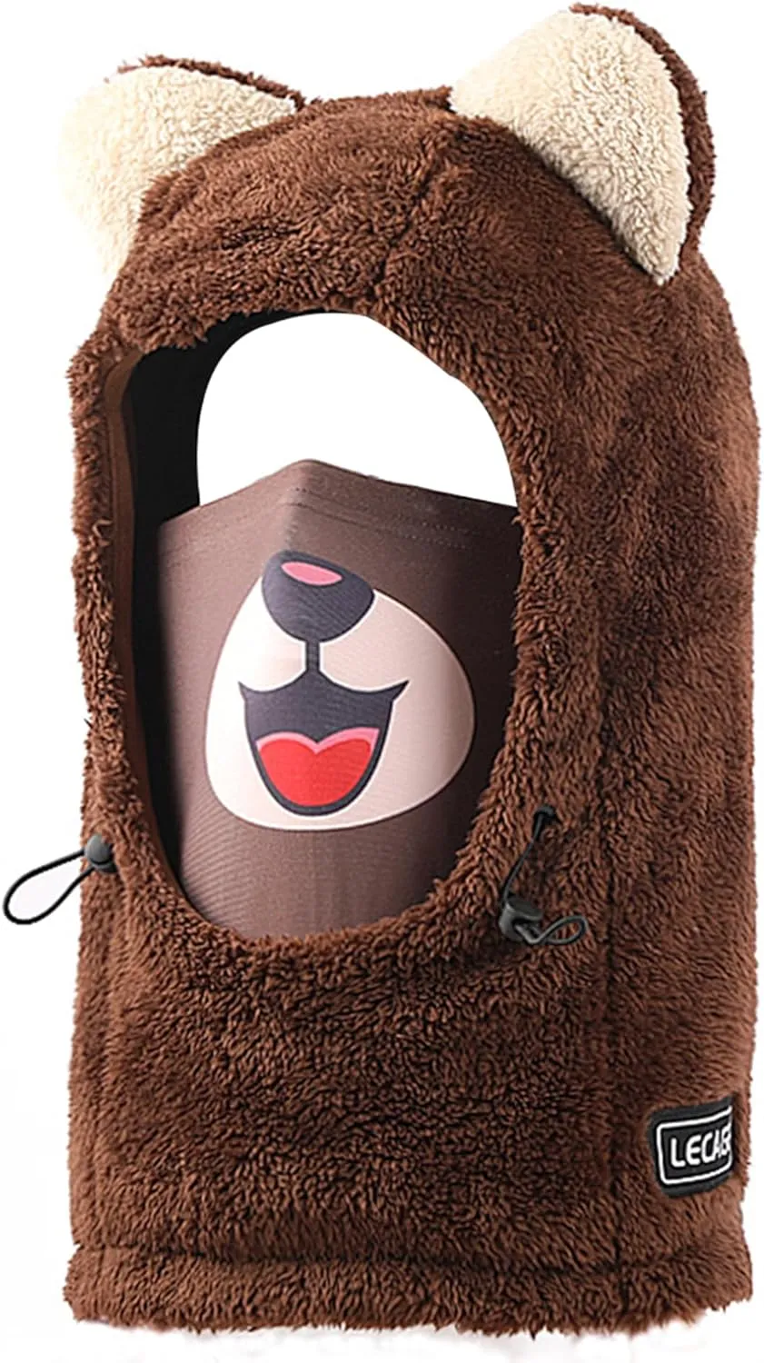 Winter Fleece Ski Mask with Design Ski Helmet Cover, Wind-Resistant Adjustable Balaclava Face Mask Men Women Youth
