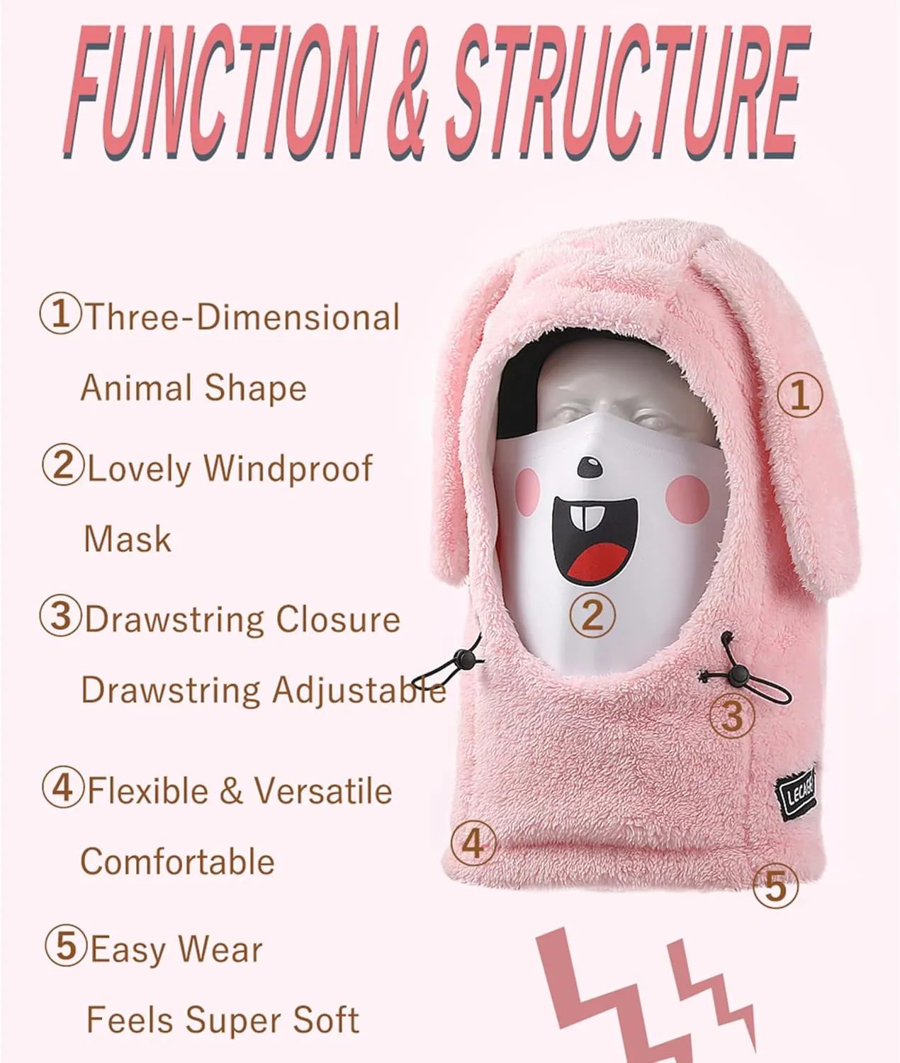 Winter Fleece Ski Mask with Design Ski Helmet Cover, Wind-Resistant Adjustable Balaclava Face Mask Men Women Youth